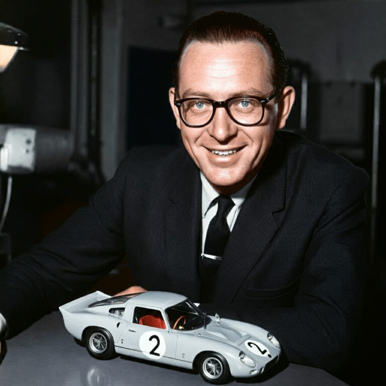 Ingenieur van sport auto's in de jaren 70