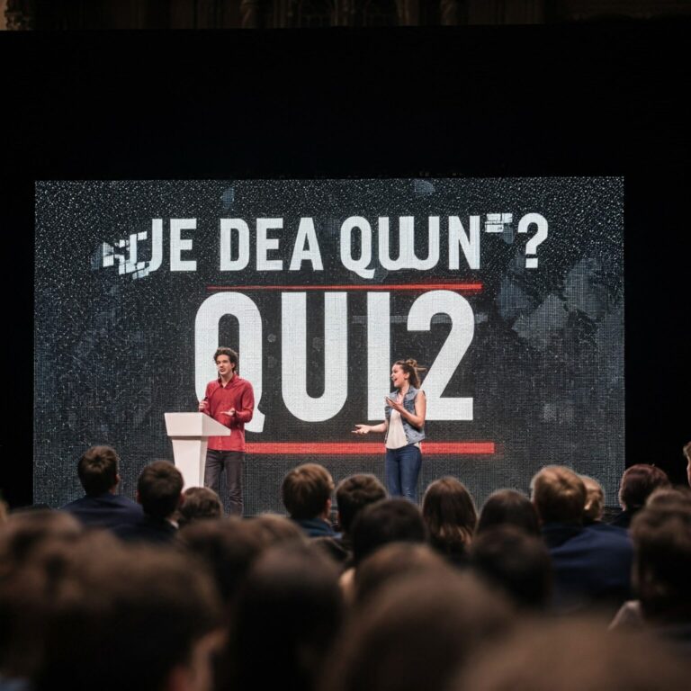 Presentatie van de Quiz tijdens een teambuilding.